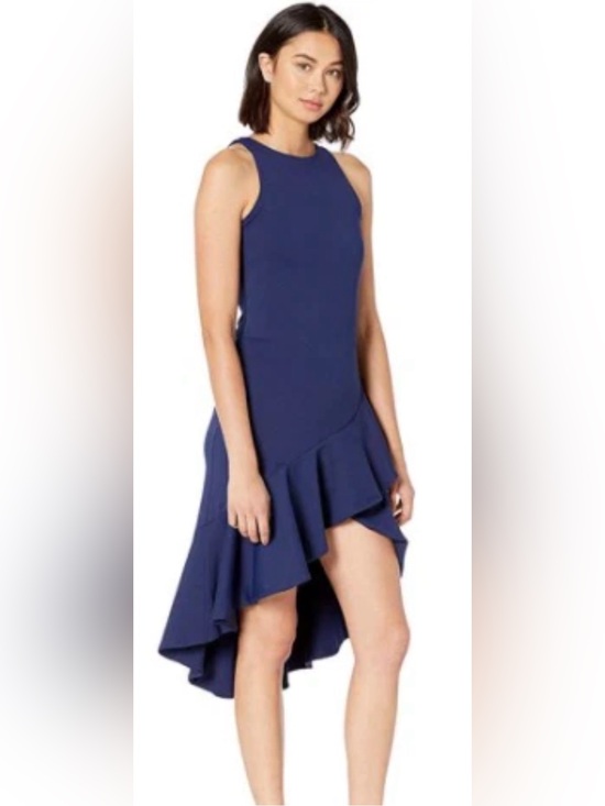 Susana Monaco Dresses & Skirts - Susana Monaco Deep Sea Ruffle High Low Cocktail Dress Blue NWT Size M